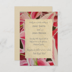 Invitación Lilias rosas boda acuarela arte rústico