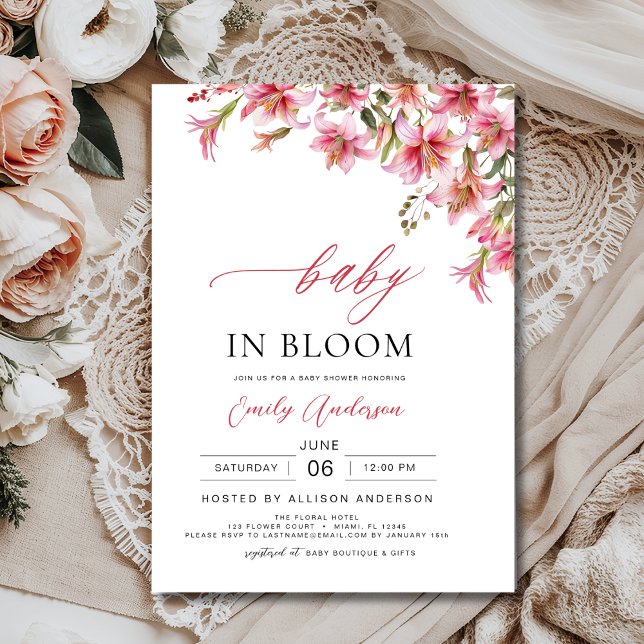 Invitación Lilies bebé en Baby Shower, Chica floral de sangre (Subido por el creador)