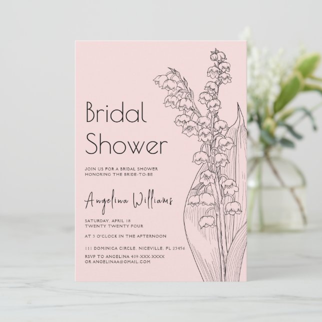 Invitación Lilies of the valley Bridal Shower Invitation (Anverso de pie)