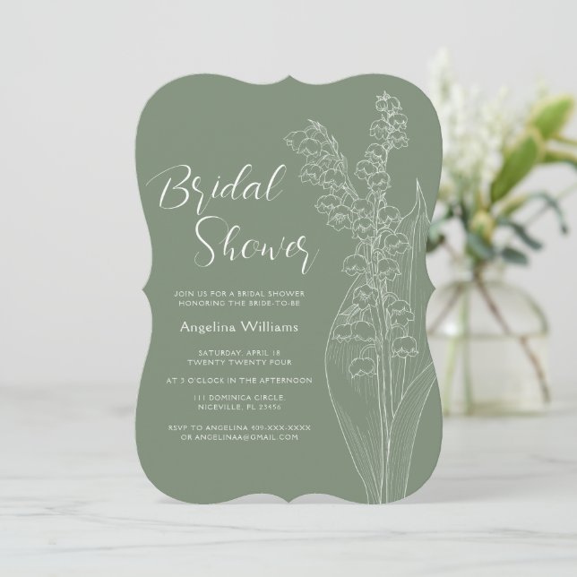 Invitación Lilies of the valley Bridal Shower Invitation (Anverso de pie)