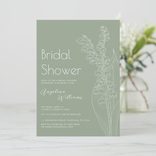 Invitación Lilies of the valley Bridal Shower Invitation (Anverso de pie)