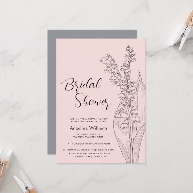 Invitación Lilies of the valley Bridal Shower Invitation (Anverso/Reverso In Situ)