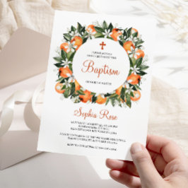 Invitación Lilies y bautismo floral Naranja
