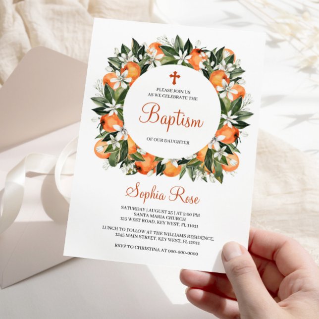 Invitación Lilies y bautismo floral Naranja (Subido por el creador)