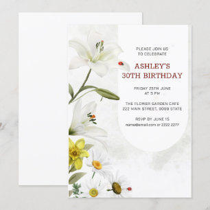 Invitación Lilies y Daffodils Cumpleaños
