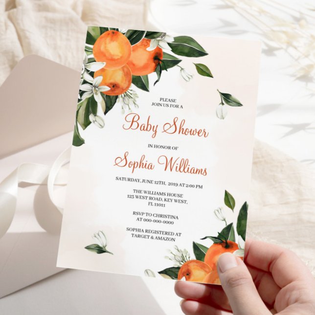 Invitación Lilies y Naranja Floral Baby Shower (Subido por el creador)