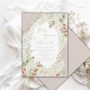 Invitación Lilios Blancos Floral Vintage Baby Shower