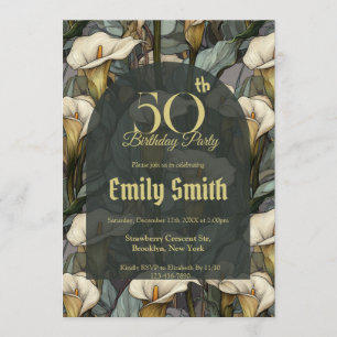 Invitación Lilios de llamada contemporáneos Floral Cumpleaños