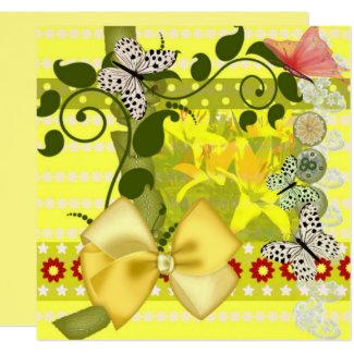 Invitación lilium amarillo mariposas de agosto