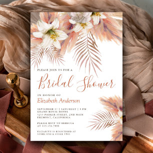 Invitación Lily Blanca Floral Palma Terroso Pampas Despedida