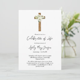 Invitación Lily Cross Celebration of Life Funeral