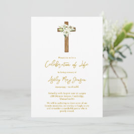 Invitación Lily Cross Celebration of Life Funeral
