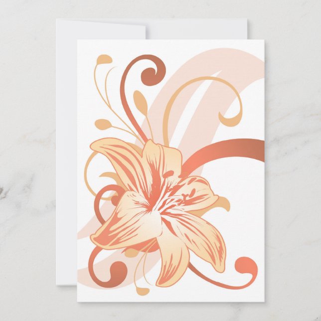 Invitación Lily De Pascua En Naranja (Anverso)