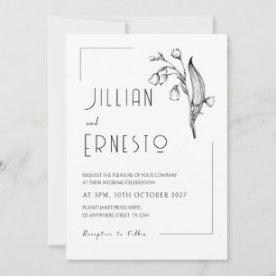 Invitación Lily del Valle    Frente y parte trasera blancos