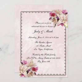 Invitación Lily Floral Boda de Mármol Rosa Ensayo Cena