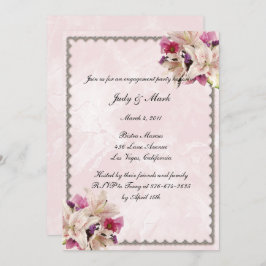 Invitación Lily Floral Pink Marble Boda Engagement Party