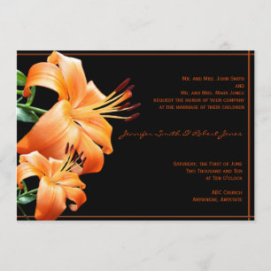 Invitación Lily Love: Naranja Lily en negro