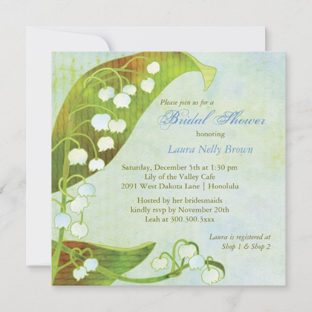 Invitación Lily of the Valley Green Floral Bridal Shower (Anverso)