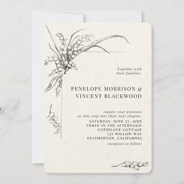 Invitación Lily-of-the-Valley Wedding Invitation (Anverso)