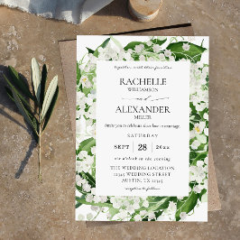 Invitación Lily of the Valley White Floral 3 Boda