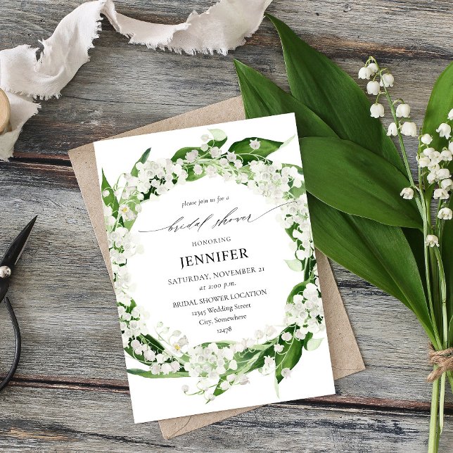 Invitación Lily of the Valley White Floral Bridal Shower (Subido por el creador)