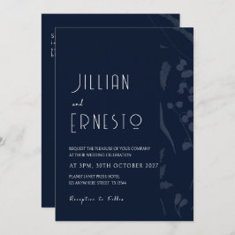 Invitación Lily of Valley || Borde negro sólido azul oscuro