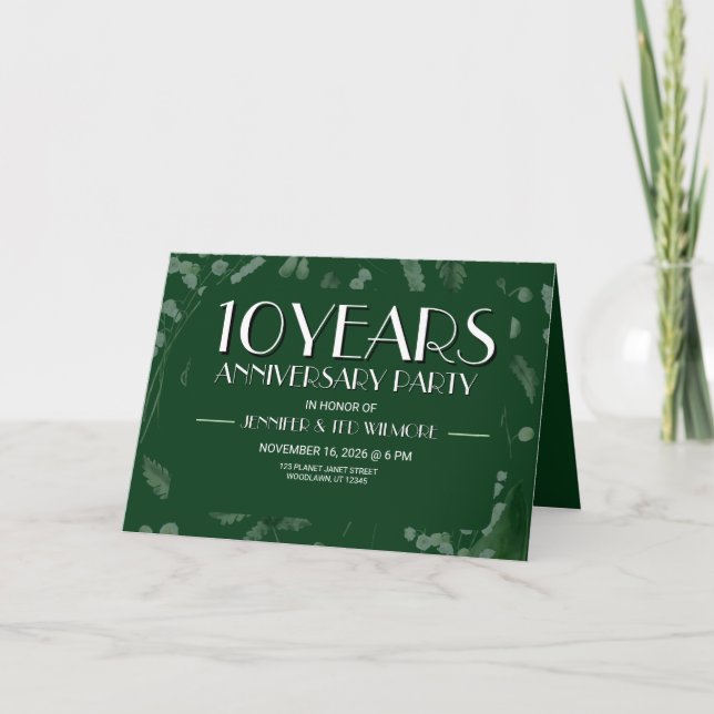Invitación Lily of Valley con Ferns || Aniversario Verde De D (Anverso)