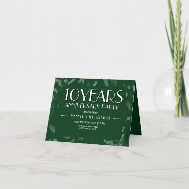 Invitación Lily of Valley con Ferns || Aniversario Verde De D (Anverso)