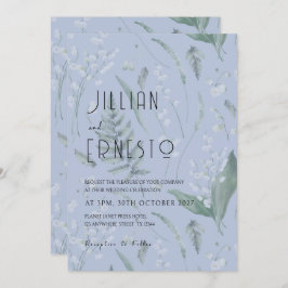 Invitación Lily of Valley con Ferns || Personalizado azul cla