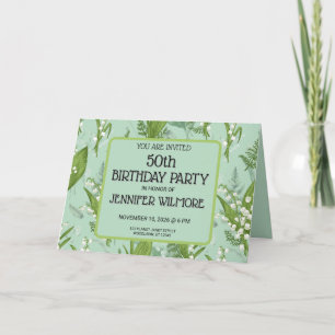 Invitación Lily of Valley con Ferns    Sage Green Personaliza