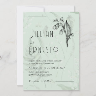Invitación Lily of Valley con Ferns    Sage Green Personaliza