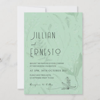 Invitación Lily of Valley con Ferns || Verde suave con gráfic