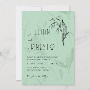 Invitación Lily of Valley con Ferns Verde suave con gráfic