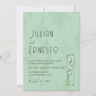 Invitación Lily of Valley con Ferns    Verde suave con gráfic