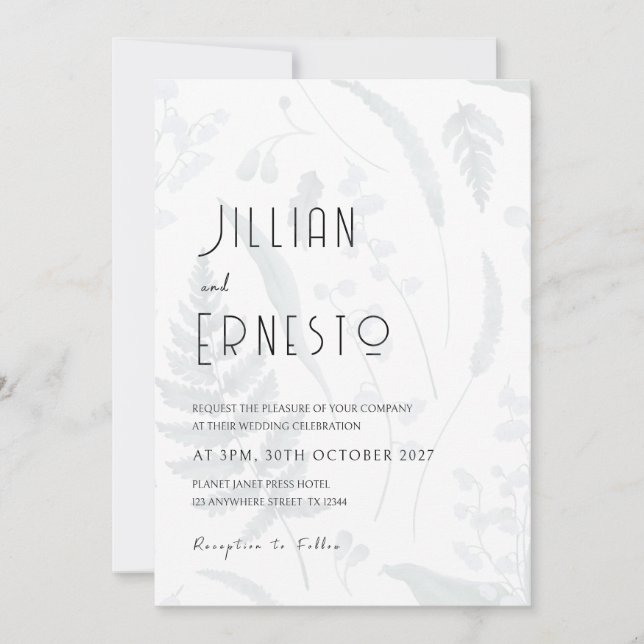 Invitación Lily of Valley || Frente botánico de sombra y reve (Anverso)