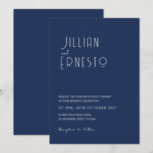 Invitación Lily of Valley    Personalizado sólido azul oscuro