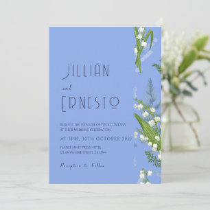 Invitación Lily of Valley    Sólido azul claro con borde