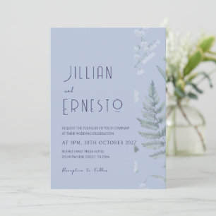 Invitación Lily of Valley    Sólido azul claro con borde incl