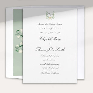 Invitación Lily Valley Bow Escudo Boda formal tradicional
