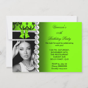 Invitación Lima Damasco Negro Joya Arco Cumpleaños Foto