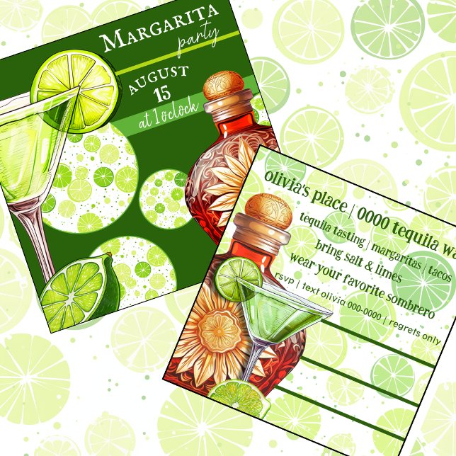 Invitación Lima | Margarita Happy Hour | FIESTA (Happy hour margarita party invitation with limes you can customize)