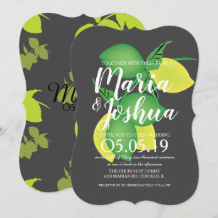 Invitación Lima Silo Patrón Gris Boda Verde Amarillo Fresco