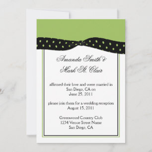Invitación Lime Black Polka Dots Post Wedding Invit