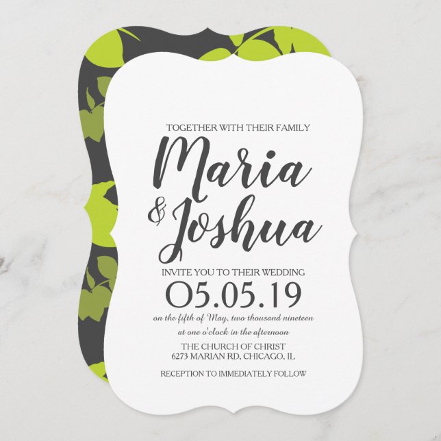 Invitación Lime Boda de Citrus Lemon Shadow (Anverso / Reverso)