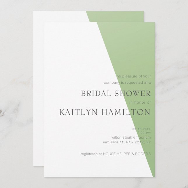Invitación Lime Bridal Shower Simple New Thrilling (Anverso / Reverso)