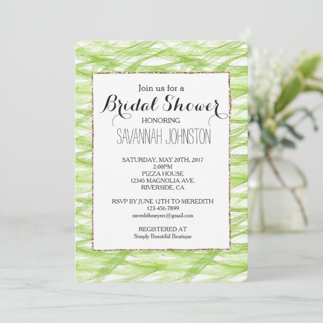 Invitación Lime Green Abstract bridal shower (Anverso de pie)