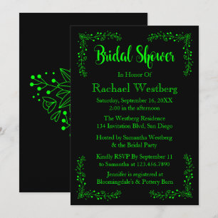 Invitación Lime Green & Black Bridal Shower Floral Leyes Flor