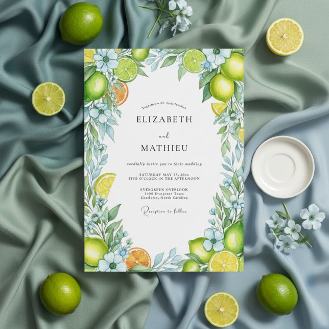 Invitación Lime Green Citrus Blossom Wedding (Subido por el creador)