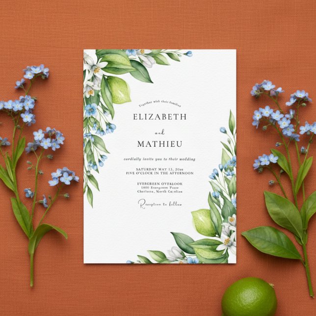Invitación Lime Green Citrus Mediterranean Wedding (Subido por el creador)