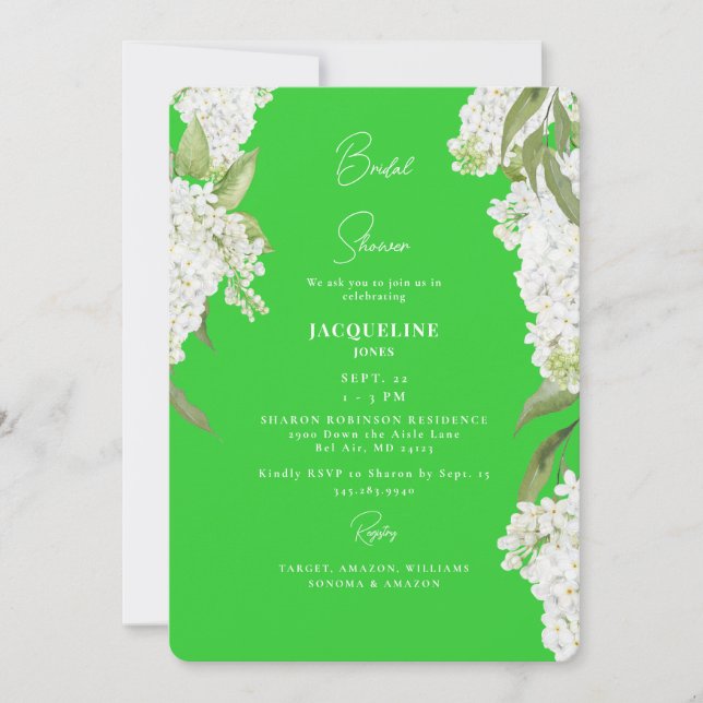 Invitación Lime Green Hydrangeas Británicas (Anverso)